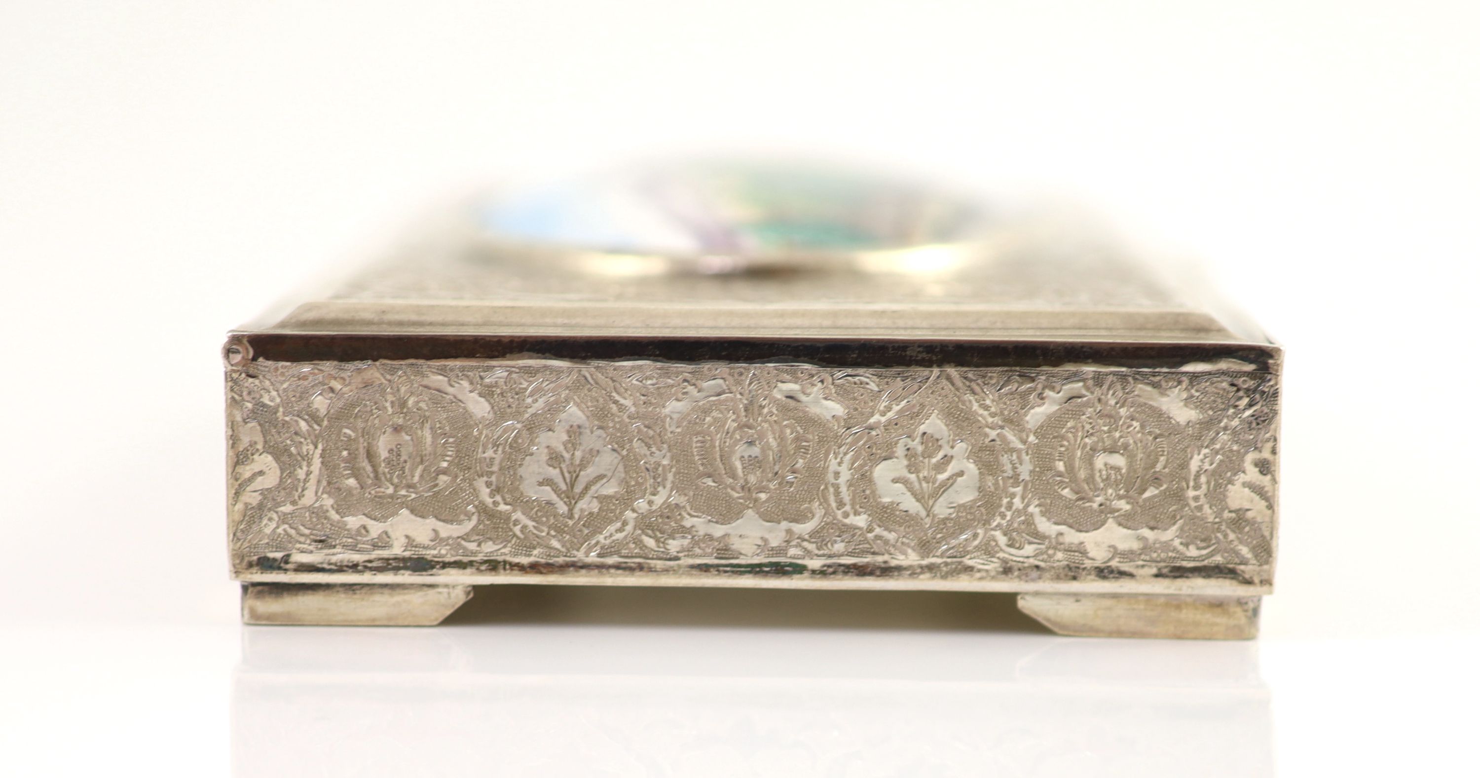 An early 20th century Persian rectangular silver box 14 x 8 x 2cm